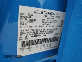 2022 Ford Mustang Mach-E GT with VIN 3FMTK4SE3NMA15065, listed as a Copart auction lot 49655515 with Not Provided miles and Salvage Title. Bid and sale history available at DreamBid. Image 15.