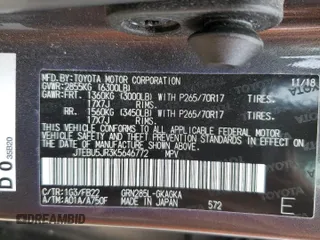 2019 Toyota 4Runner SR5 с VIN JTEBU5JR3K5646772, выставлен на аукционе Copart как лот 56034535 с пробегом 167 524 миль миль и Списание • Salvage title. История ставок и продаж доступна на DreamBid. Изображение 14.