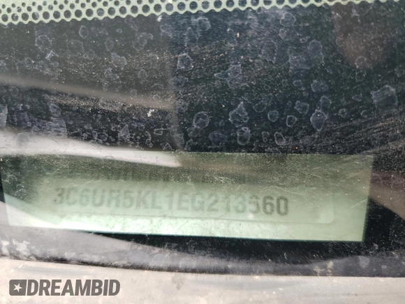 2014 Ram 2500 Laramie with VIN 3C6UR5KL1EG213660, listed as a Copart auction lot 53750055 with 267,667 mi miles and Salvage title. Bid and sale history available at DreamBid. Image 12.