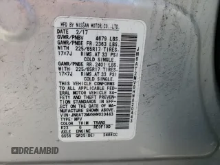 2017 Nissan Rogue S with VIN JN8AT2MV8HW020443, listed as a Copart auction lot 48401755 with 120,109 mi miles and Salvage Title. Bid and sale history available at carsss.com. Image 16.