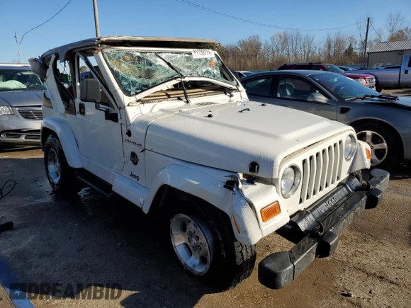 2002 Jeep Wrangler Sahara with VIN 1J4FA59S42P707938, listed as a Copart auction lot 81139774 with 168,338 mi miles and Salvage Title. Bid and sale history available at carsss.com. Image 4.