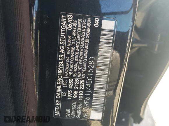 2004 Mercedes-Benz C 240 с VIN WDBRF61J74E015280, выставлен на аукционе Copart как лот 42231125 с пробегом 196 521 миль миль и Списание • Salvage title. История ставок и продаж доступна на DreamBid. Изображение 14.