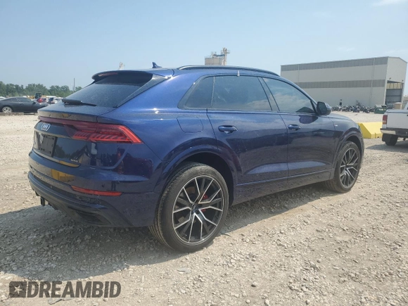 2020 Audi Q8 Premium Plus with VIN WA1EVAF11LD025333, listed as a Copart auction lot 65664624 with 58,913 mi miles and Salvage Title. Bid and sale history available at carsss.com. Image 3.