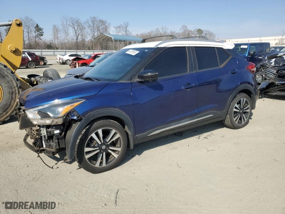 2018 Nissan Kicks SR with VIN 3N1CP5CU5JL533120, listed as a Copart auction lot 44188165 with 56,996 mi miles and Salvage Title. Bid and sale history available at carsss.com. Image 1.