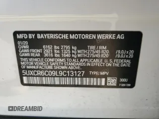 2020 BMW X5 xDrive40i with VIN 5UXCR6C09L9C13127, listed as a Copart auction lot 53941035 with 76,685 mi miles and Salvage title. Bid and sale history available at DreamBid. Image 13.