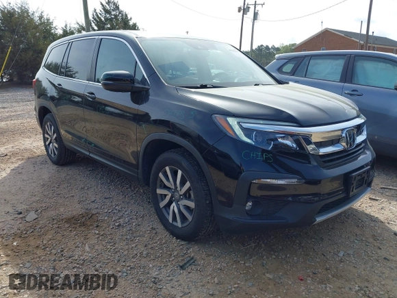 2021 Honda Pilot EX-L with VIN 5FNYF6H57MB064595, listed as a IAAI auction lot 41942327 with 46,150 mi miles and . Bid and sale history available at DreamBid. Image 1.