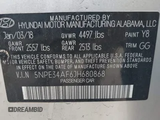 2018 Hyundai Sonata SEL with VIN 5NPE34AF6JH680868, listed as a IAAI auction lot 41789915 with 55,837 mi miles and . Bid and sale history available at DreamBid. Image 9.
