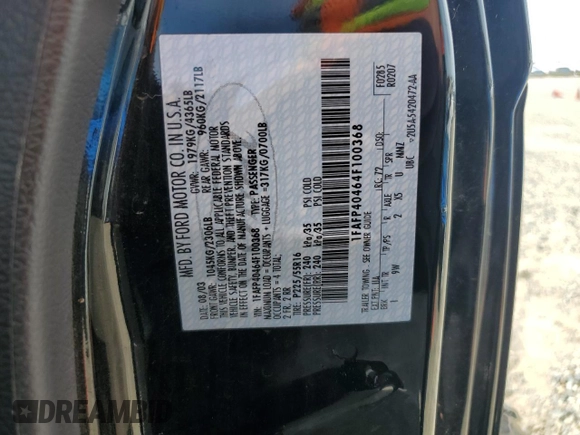 2004 Ford Mustang Standard with VIN 1FAFP40464F100368, listed as a Copart auction lot 51221794 with 174,711 mi miles and Salvage Title. Bid and sale history available at carsss.com. Image 12.