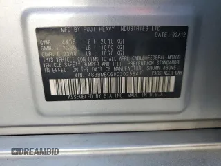 2012 Subaru Legacy Premium with VIN 4S3BMBC60C3025847, listed as a Copart auction lot 61738115 with 125,871 mi miles and Salvage title. Bid and sale history available at DreamBid. Image 13.