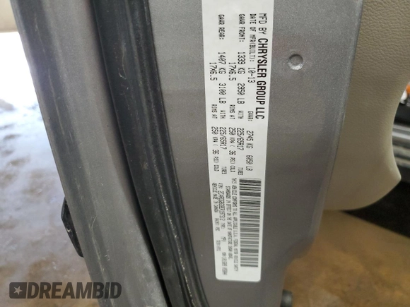 2014 Dodge Grand Caravan SE 30th Anniversary with VIN 2C4RDGBG9ER197312, listed as a Copart auction lot 49335325 with 136,168 mi miles and Salvage Title. Bid and sale history available at DreamBid. Image 13.