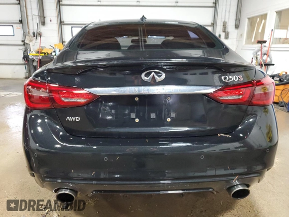 2018 Infiniti Q50 RED SPORT 400 with VIN JN1FV7ARXJM480935, listed as a Copart auction lot 49582535 with 64,431 mi miles and Salvage Title. Bid and sale history available at carsss.com. Image 6.