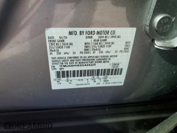 2025 Ford Explorer with VIN 1FMUK8HH6SGA04225, listed as a Copart auction lot 51096905 with 2,531 mi miles and Salvage title. Bid and sale history available at DreamBid. Image 13.