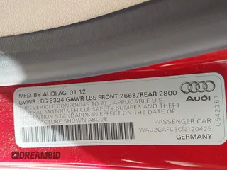 2012 Audi A7 Prestige with VIN WAU2GAFC5CN120425, listed as a IAAI auction lot 41747630 with 128,401 mi miles and . Bid and sale history available at carsss.com. Image 9.