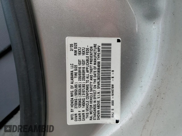 2005 Honda Odyssey LX with VIN 5FNRL382X5B064898, listed as a Copart auction lot 49385505 with 147,284 mi miles and Salvage Title. Bid and sale history available at carsss.com. Image 13.