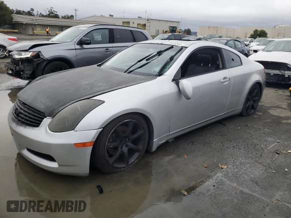 2005 Infiniti G35 Coupe with VIN JNKCV54E05M409017, listed as a Copart auction lot 81518344 with 0 mi miles and Salvage Title. Bid and sale history available at carsss.com. Image 1.