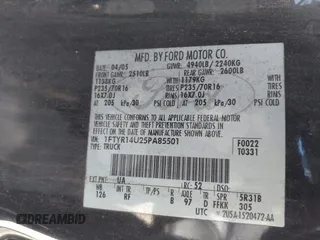 2005 Ford Ranger XL with VIN 1FTYR14U25PA85501, listed as a IAAI auction lot 42064428 with 114,906 mi miles. Bid and sale history available at carsss.com. Image 9.