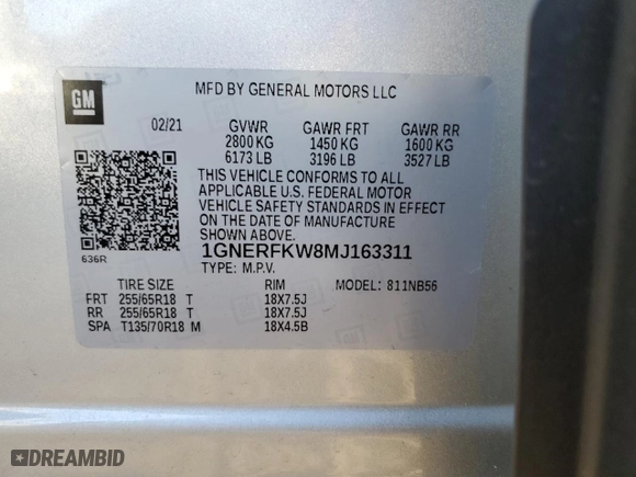 2021 Chevrolet Traverse LS with VIN 1GNERFKW8MJ163311, listed as a Copart auction lot 50092825 with 33,923 mi miles and Salvage Title. Bid and sale history available at carsss.com. Image 15.