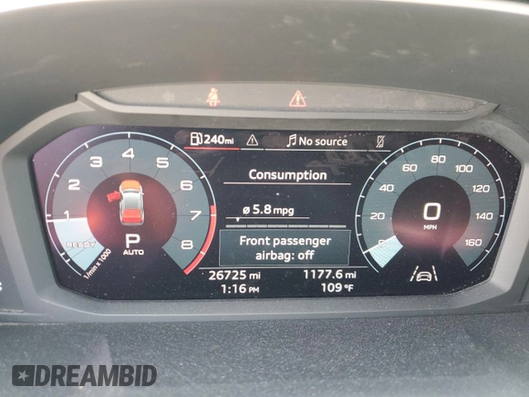 2022 Audi Q3 S line Premium with VIN WA1DECF36N1128695, listed as a Copart auction lot 61494915 with 26,725 mi miles and Salvage title. Bid and sale history available at DreamBid. Image 9.