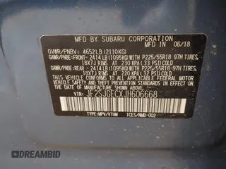 2018 Subaru Forester Premium with VIN JF2SJGECXJH606668, listed as a IAAI auction lot 41879710 with 64,910 mi miles. Bid and sale history available at carsss.com. Image 9.