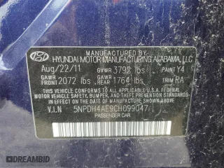 2012 Hyundai Elantra GLS PZEV with VIN 5NPDH4AE9CH099047, listed as a Copart auction lot 54048935 with 130,546 mi miles and Clean Title. Bid and sale history available at carsss.com. Image 12.