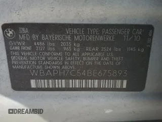 2011 BMW 3 Series 328i with VIN WBAPH7C54BE675893, listed as a Copart auction lot 48621565 with 177,382 mi miles and Salvage Title. Bid and sale history available at DreamBid. Image 12.