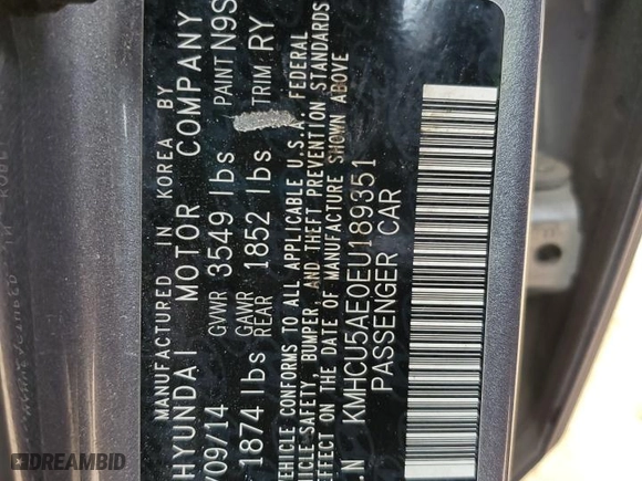 2014 Hyundai Accent SE with VIN KMHCU5AE0EU189351, listed as a Copart auction lot 50326985 with 74,476 mi miles and Salvage Title. Bid and sale history available at carsss.com. Image 14.