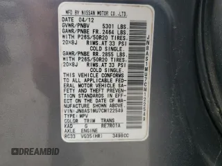 2012 Infiniti FX with VIN JN8AS1MU7CM122549, listed as a Copart auction lot 70197194 with 115,158 mi miles and Salvage Title. Bid and sale history available at DreamBid. Image 15.