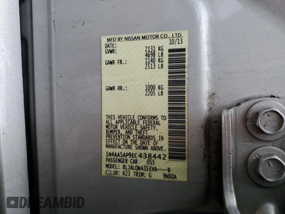 2014 Nissan Maxima SV z VIN 1N4AA5AP9EC438442, wystawiony jako Copart lot #85004034 z przebiegiem 108 924 mil mil oraz Szkody całkowita. Historia ofert i sprzedaży dostępna na DreamBid. Obrazek 12.