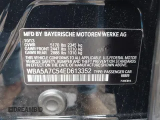 2014 BMW 5 Series 528i xDrive with VIN WBA5A7C54ED613352, listed as a IAAI auction lot 42197717 with 205,889 mi miles and . Bid and sale history available at carsss.com. Image 9.