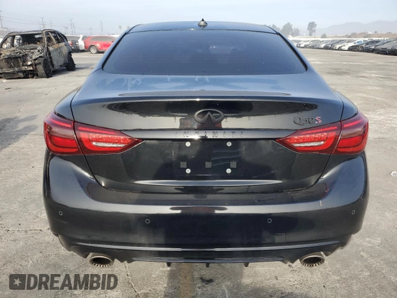 2021 Infiniti Q50 Red Sport 400 with VIN JN1FV7DP8MM850388, listed as a Copart auction lot 86922294 with 50,220 mi miles and Salvage Title. Bid and sale history available at DreamBid. Image 6.