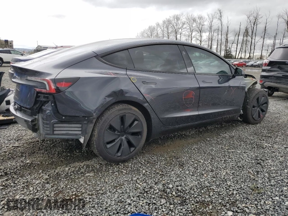 2025 Tesla Model 3 Long Range with VIN 5YJ3E1EA5SF889727, listed as a Copart auction lot 49207545 with 6,980 mi miles and Salvage Title. Bid and sale history available at carsss.com. Image 3.
