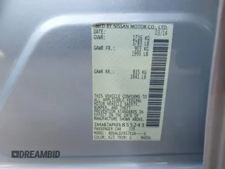 2014 Nissan Sentra SV with VIN 1N4AB7APXEN855243, listed as a IAAI auction lot 42554028 with 161,671 mi miles and . Bid and sale history available at DreamBid. Image 9.
