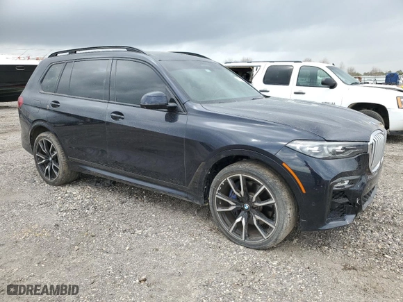 2019 BMW X7 xDrive50i with VIN 5UXCX4C58KLB39724, listed as a Copart auction lot 47436755 with 0 mi miles and Salvage Title. Bid and sale history available at carsss.com. Image 4.