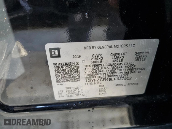 2020 Cadillac XT4 FWD Premium Luxury with VIN 1GYFZCR48LF037512, listed as a Copart auction lot 69783252 with 42,165 mi miles. Bid and sale history available at carsss.com. Image 13.