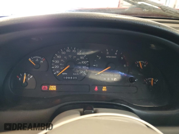 1998 Ford Mustang with VIN 1FAFP4448WF143882, listed as a Copart auction lot 53866905 with 109,835 mi miles and Salvage title. Bid and sale history available at DreamBid. Image 9.