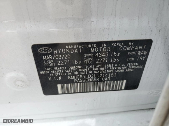 2020 Hyundai Ioniq Plug-In Hybrid SE with VIN KMHC65LD2LU214181, listed as a Copart auction lot 44080285 with NaN miles and Salvage Title. Bid and sale history available at carsss.com. Image 13.