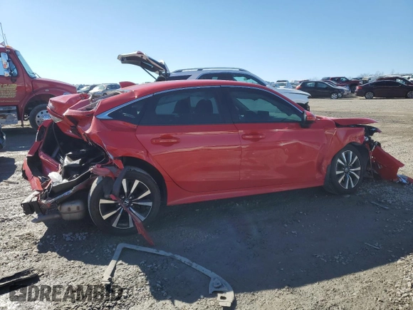 2023 Honda Civic Sedan EX with VIN 2HGFE1F76PH323255, listed as a Copart auction lot 46694425 with 25,455 mi miles and Salvage Title. Bid and sale history available at carsss.com. Image 3.