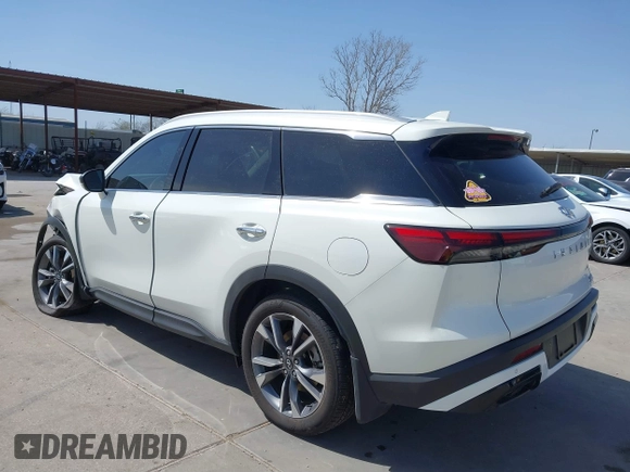 2024 Infiniti QX60 Luxe with VIN 5N1DL1FR2RC354193, listed as a IAAI auction lot 41829558 with 7,748 mi miles and . Bid and sale history available at DreamBid. Image 3.