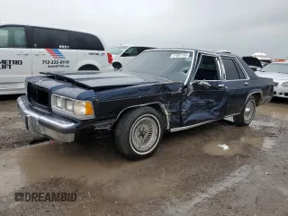 1991 Mercury Grand Marquis z VIN 2MECM75F1MX654700, wystawiony jako Copart lot #51007165 z przebiegiem 53 825 mil mil oraz Szkody całkowita. Historia ofert i sprzedaży dostępna na DreamBid. Obrazek 1.