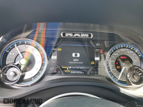 2020 Ram 1500 Limited with VIN 1C6SRFHT3LN194120, listed as a Copart auction lot 63048375 with 65,137 mi miles and Salvage title. Bid and sale history available at DreamBid. Image 9.