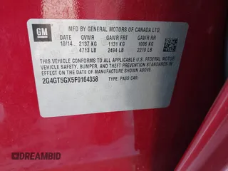2015 Buick Regal GS с VIN 2G4GT5GX5F9164358, выставлен на аукционе IAAI как лот 41245600 с пробегом 68 149 миль миль и . История ставок и продаж доступна на DreamBid. Изображение 9.