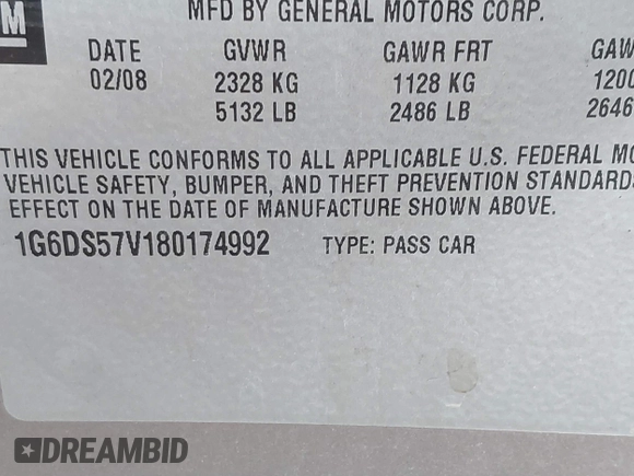 2008 Cadillac CTS AWD w/1SB with VIN 1G6DS57V180174992, listed as a IAAI auction lot 40787190 with 161,786 mi miles. Bid and sale history available at carsss.com. Image 9.