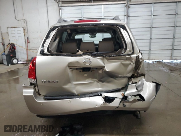 2005 Nissan Quest SL with VIN 5N1BV28UX5N104417, listed as a Copart auction lot 76886914 with 0 mi miles and Salvage Title. Bid and sale history available at carsss.com. Image 6.