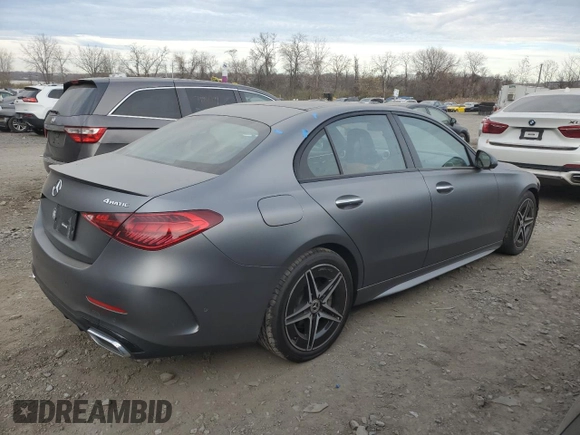 2022 Mercedes-Benz C 300 with VIN W1KAF4HB0NR048123, listed as a Copart auction lot 80442144 with 18,275 mi miles and Salvage Title. Bid and sale history available at DreamBid. Image 3.