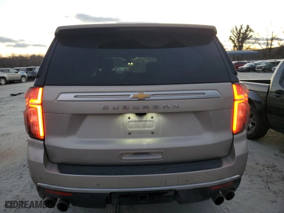 2021 Chevrolet Suburban High Country with VIN 1GNSKGKL9MR146750, listed as a Copart auction lot 41587165 with 89,110 mi miles and Salvage Title. Bid and sale history available at carsss.com. Image 6.