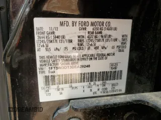 2013 Ford F-350 XL с VIN 1FT8W3DT3DEA29248, выставлен на аукционе Copart как лот 72631574 с пробегом 203 336 миль миль и Списание • Salvage title. История ставок и продаж доступна на DreamBid. Изображение 12.