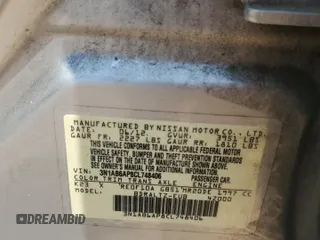 2012 Nissan Sentra SR with VIN 3N1AB6AP8CL748406, listed as a Copart auction lot 59000845 with 221,945 mi miles and Salvage title. Bid and sale history available at DreamBid. Image 12.