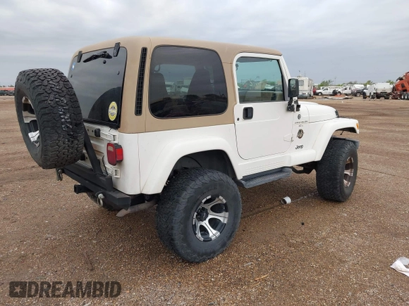 2001 Jeep Wrangler Sahara with VIN 1J4FA59S71P365271, listed as a IAAI auction lot 41889948 with 144,357 mi miles. Bid and sale history available at carsss.com. Image 4.