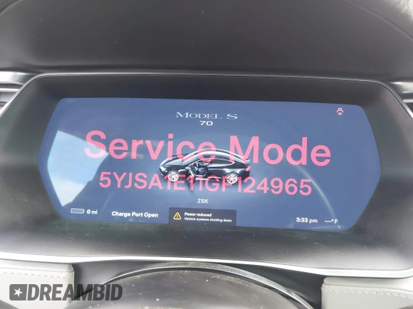 2016 Tesla Model S 70 with VIN 5YJSA1E11GF124965, listed as a IAAI auction lot 41458132 with Not provided miles and . Bid and sale history available at DreamBid. Image 7.