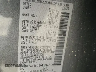 2020 Nissan Pathfinder S with VIN 5N1DR2AM3LC649620, listed as a Copart auction lot 55739635 with Not provided miles and Salvage title. Bid and sale history available at DreamBid. Image 13.